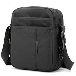 SPAHER Umhängetasche Herren Nylon Tasche für iPad Kuriertasche Wasserdicht Schultertasche Geschenk für Männer Messenger Bag Crossbody Reise Arbeitstasche Studententasche (Schwarz) von SPAHER