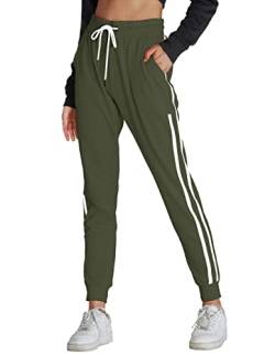 SPECIALMAGIC Damen Hosen Elastisch Bund Sweathose Sporthorse Jogginghose Sweatpants mit Tunnelzug Trainingshose Armeegrün M von SPECIALMAGIC