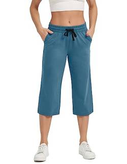 SPECIALMAGIC Damen Lose Weites Bein Hose Classics Damen Hose Weite 3/4 Hose für Frauen Damen Ladies Culotte Sporthose Blau M von SPECIALMAGIC