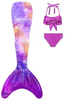 SPEEDEVE Mädchen Meerjungfrauenschwanz 3pcs Meerjungfrauen Bikini Set,ohne Monoflosse,R6,110 von SPEEDEVE