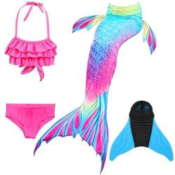 SPEEDEVE Mädchen Meerjungfrauenschwanz Zum Schwimmen Bikini Set,Lan-m11,130 von SPEEDEVE