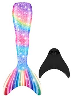 SPEEDEVE Meerjungfrauenschwanz Badeanzug mädchen Mermaid Tail mit Monoflosse,2PC-dfen-j24,170 von SPEEDEVE