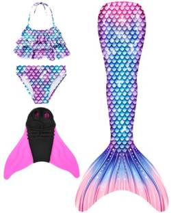 SPEEDEVE Meerjungfrauenschwanz Badeanzug mädchen Mermaid Tail mit Monoflosse,Fen-j17,140 von SPEEDEVE