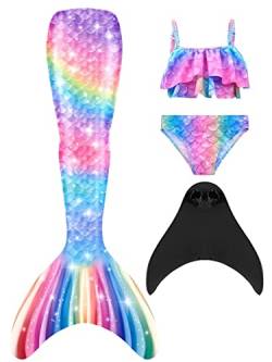 SPEEDEVE Meerjungfrauenschwanz Badeanzug mädchen Mermaid Tail mit Monoflosse,L-JCKA26,120 von SPEEDEVE