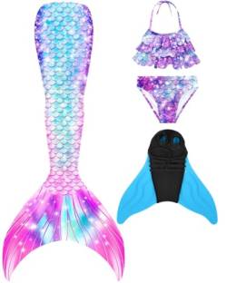 SPEEDEVE Meerjungfrauenschwanz Badeanzug mädchen Mermaid Tail mit Monoflosse,Lan-j946,140 von SPEEDEVE