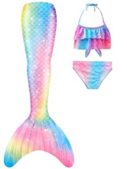 SPEEDEVE Meerjungfrauenschwanz Mädchen 3pcs Bikini Set,ohne Monoflosse,NO fin-m1,140 von SPEEDEVE