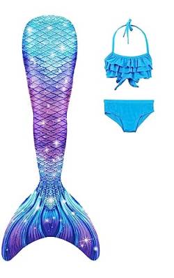SPEEDEVE Meerjungfrauenschwanz Mädchen 3pcs Bikini Set,ohne Monoflosse,NO fin-r1,110 von SPEEDEVE