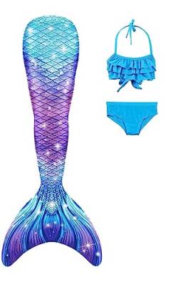 SPEEDEVE Meerjungfrauenschwanz Mädchen 3pcs Bikini Set,ohne Monoflosse,NO fin-r1,120 von SPEEDEVE