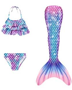 SPEEDEVE Meerjungfrauenschwanz Mädchen 3pcs Bikini Set,ohne Monoflosse,jcka946,120 von SPEEDEVE