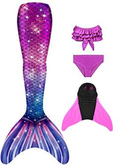 SPEEDEVE Meerjungfrauenschwanz zum Schwimmen Mädchen Meerjungfrau Flosse mit Bikini Set,Fen-r8,120 von SPEEDEVE
