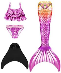 SPEEDEVE Meerjungfrauenschwanz zum Schwimmen Mädchen Meerjungfrau Flosse mit Bikini Set,M4,110 von SPEEDEVE