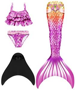 SPEEDEVE Meerjungfrauenschwanz zum Schwimmen Mädchen Meerjungfrau Flosse mit Bikini Set,M4,150 von SPEEDEVE