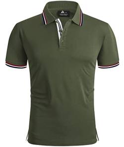 SPEEDRUN Poloshirt Herren Sommer Polohemd Schnelltrocknend Atmungsaktives Kurzarm Hemd fit Hemd Herren Kurzarm Outdoor T-Shirt Armee grün XL von SPEEDRUN