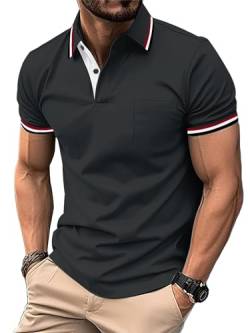 SPEEDRUN Poloshirt Herren Sommer Polohemd Schnelltrocknend Atmungsaktives Poloshirts mit Brusttasche Outdoor Golf Tennis Casual Kurzarm Hemd T-Shirt von SPEEDRUN