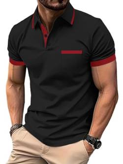 SPEEDRUN Poloshirt Herren Sommer Polohemd Schnelltrocknend Atmungsaktives Poloshirts mit Brusttasche Outdoor Golf Tennis Casual Kurzarm Hemd T-Shirt von SPEEDRUN