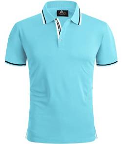 SPEEDRUN Poloshirt Herren Sommer Poloshirt für männer Schnelltrocknend Atmungsaktives Golf Tennis Arbeit Shirt fit Hemd T-Shirt Azurblau L von SPEEDRUN