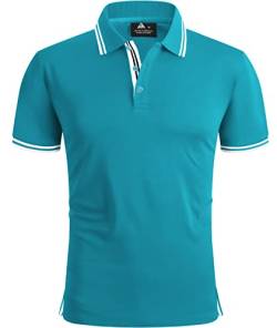 SPEEDRUN Poloshirt Herren Sommer Poloshirts für männer Golf Tennis Busines Poloshirt Atmungsaktives Schnelltrocknend Slim Fit Blaugrün 3XL von SPEEDRUN