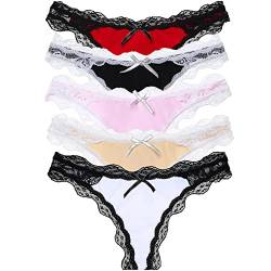 Damen Sexy Strings Spitze Unterwäsche Baumwolle Tanga Slips Soft Panties Hipster Damen Set, Art-03, L von SPFASZEIV