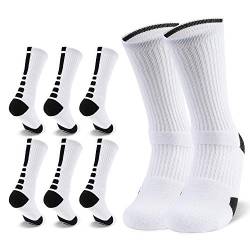 SPFASZEIV Trekkingsocken Herren Damen Baumwolle Wandersocken 6 Paare Sportsocken Basketballsocken Lange Warm Sneakersocken mit Weicher Streifen für Fitness Tennis Trekking Joggen Laufen Alltag von SPFASZEIV