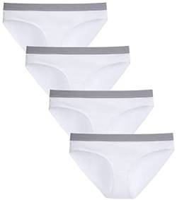 SPFASZEIV Unterhosen Damen Baumwolle,Hipster Unterwäsche Damen,Damen Slips Mehrpack,Unterhosen Damen (Weiß 4per Size 42) von SPFASZEIV