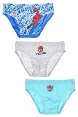 SPIDER-MAN Jungen Slip Spiderman Kinder Höschen für Jungen – 3 Jahre, Hellblau, Blau und Grau, 7-8 Jahre von SPIDER-MAN