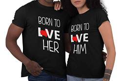 Hochwertiges Partner Shirt - Born to Love Her | Born to Love Him - 2er Set Couple - Schlichtes Und Witziges Design von SPIRITSHIRTSHOP