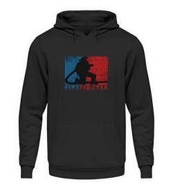 SPIRITSHIRTSHOP Firefighter Feuerwehr Distress - Unisex Kapuzenpullover Hoodie -L-Jet Schwarz von SPIRITSHIRTSHOP