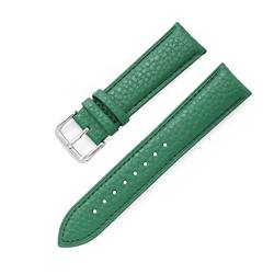 CAREG Echtes Leder Uhren -Wachband -Kalbsleder -Männer Frauen ersetzen Uhren Band 14mm 16mm 18 mm 20 mm 22 mm mit Stahlschnalle Uhrengurt Durable (Color : Green, Size : 14mm) von SPJKSO