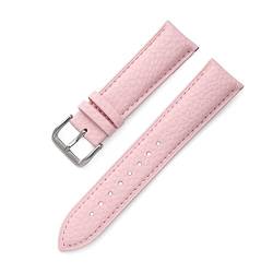 CAREG Echtes Leder Uhren -Wachband -Kalbsleder -Männer Frauen ersetzen Uhren Band 14mm 16mm 18 mm 20 mm 22 mm mit Stahlschnalle Uhrengurt Durable (Color : Pink, Size : 12mm) von SPJKSO