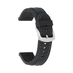 CAREG Silikon Gummi -Uhrengurt 18mm 20 mm 22 mm 24mm Uhrenband Uhrengurt Diving wasserdichtes Armband Ersatzkompatibel mit Männern Frauen Durable (Color : Black blue silver, Size : 18mm) von SPJKSO