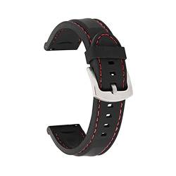 CAREG Silikon Gummi -Uhrengurt 18mm 20 mm 22 mm 24mm Uhrenband Uhrengurt Diving wasserdichtes Armband Ersatzkompatibel mit Männern Frauen Durable (Color : Black red silver, Size : 18mm) von SPJKSO
