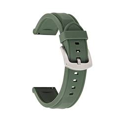 CAREG Silikon Gummi -Uhrengurt 18mm 20 mm 22 mm 24mm Uhrenband Uhrengurt Diving wasserdichtes Armband Ersatzkompatibel mit Männern Frauen Durable (Color : Green silver, Size : 18mm) von SPJKSO
