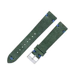 CAREG Wildleder Leder Uhrengurt 18 mm 20 mm Handgenähte Wildleder -Uhrenbänder kompatibel mit Mann Frau Beige grüne Blue Schnellveröffentlichung Uhrenarmband Durable (Color : Green, Size : 18mm) von SPJKSO