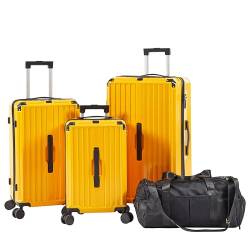 SPOFLYINN 3-teiliges Hartschalen-Gepäck-Set, Leichter Koffer mit 2 Haken, 360-Grad-Drehräder, TSA-Schloss für Reisen (50,8 cm/61 cm/71,1 cm), gelb, Einheitsgröße, Modern von SPOFLYINN