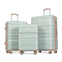 SPOFLYINN 3-teiliges Hartschalen-Gepäck-Set, erweiterbare Koffer-Sets mit Spinnrädern und TSA-Schloss für Reisen (50,8 cm / 61 cm / 71 cm), Green3, Casual von SPOFLYINN