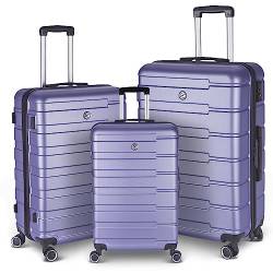 SPOFLYINN 3-teiliges Hartschalen-Koffer-Set, Hartschalen-Handgepäck-Set mit 360-Grad-Drehrädern für Reisen (50,8 cm/61 cm/71,1 cm), Lavendelviolett, wie abgebildet, Einheitsgröße, modisch von SPOFLYINN