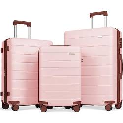 SPOFLYINN 3-teiliges erweiterbares Kofferset mit TSA-Schloss und Spinnrädern, Hartschalengepäck-Set, von Fluggesellschaften zugelassen für Reisen (50,8 cm/61 cm/71,1 cm), Rosa, Einheitsgröße von SPOFLYINN