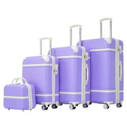 SPOFLYINN Hartschalen-Gepäck-Sets mit Kosmetikkoffer für Reisen, 50,8 cm, 61 cm, 71,1 cm, erweiterbares Gepäck mit Spinnrollen, TSA-Schloss, für Männer und Frauen, 4 Stück, Violett, wie abgebildet, von SPOFLYINN