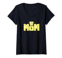 Damen SpongeBob SquarePants Muttertag Sponge Mom Logo T-Shirt mit V-Ausschnitt von SPONGEBOB SQUAREPANTS