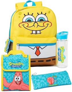 SPONGEBOB SQUAREPANTS Kinder-Rucksack, Patrick Gary, Federmäppchen, Logo, Wasserflasche, Blau/Gelb, mehrfarbig, Einheitsgröße von SPONGEBOB SQUAREPANTS