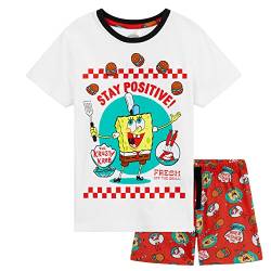 SPONGEBOB SQUAREPANTS Schlafanzug Jungen Kurz Schwammkopf Jungen Pyjama Set Shorty Kinder Pyjama Jungen Nachtwäsche Spongebob Schwammkopf Fanartikel (Weiß/Rot, 5-6 Jahre) von SPONGEBOB SQUAREPANTS