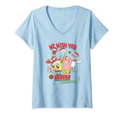 SpongeBob SquarePants We Wish You A Krabby Christmas! T-Shirt mit V-Ausschnitt von SPONGEBOB SQUAREPANTS