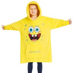 Spongebob Schwammkopf Poncho Kinder für Mädchen Jungen Fleece One Size Kuschelhoodies Kinder Übergröße Hoodie Decke von SPONGEBOB SQUAREPANTS