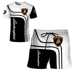 SPONYBORTY Herren-T-Shirt-Shorts-Trainingsanzug-Set Lambo.RGhi.ni 3D-Druck Zweiteiliges Set Kurzarm-T-Shirt-Hosen-Trainingsanzug jungen/A/XS von SPONYBORTY