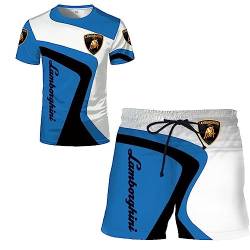 SPONYBORTY Herren-T-Shirt-Shorts-Trainingsanzug-Set Lambo.RGhi.ni 3D-Druck Zweiteiliges Set Kurzarm-T-Shirt-Hosen-Trainingsanzug jungen/C/XS von SPONYBORTY