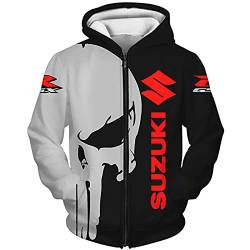 SPONYBORTY Hoodies,Jacken,T-Shirt Su-Zuki Punisher 3D Voll Drucken Dünn Herren & Damen Beiläufig Polyester Sweatshirt Draussen / B1 / L von SPONYBORTY