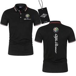 SPONYBORTY Polo Hemden Revers Einfach Alfa-Romeo Drucken Kurzärmelig Tee Oben Männer Frauen Baumwolle Beiläufig Arbeit Oben/A/XXL von SPONYBORTY