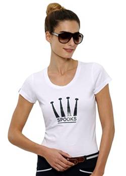 SPOOKS T Shirt für Damen Mädchen Kinder, tailliert Sommer Tshirt mit Aufdruck aus Frotee - bequem & stylisch Crown - XS-XL (S, White) von SPOOKS