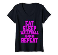 Damen WALLYBALL SPORTS Teamgrafik, lässiges Turnier, Freizeit T-Shirt mit V-Ausschnitt von SPORTS
