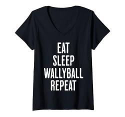 Damen WALLYBALL SPORTS Teamgrafik, lässiges Turnier, Freizeit T-Shirt mit V-Ausschnitt von SPORTS